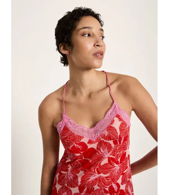 LANIUS •• Kanten top Tencel | Print bloom red