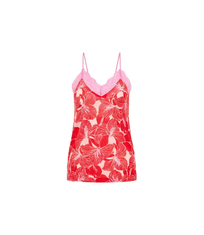 LANIUS •• Kanten top Tencel | Print bloom red