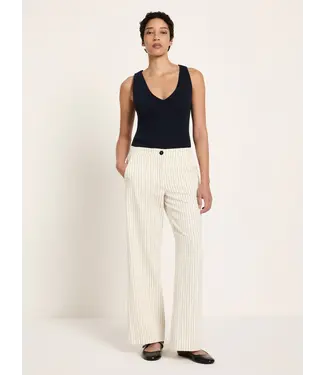 LANIUS •• Striped Marlene trousers GOTS | White/ Black