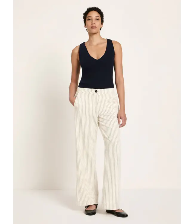 LANIUS •• Striped Marlene trousers GOTS | White/ Black