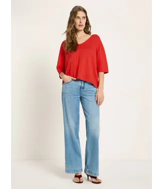 LANIUS •• Katoen gebreide top  | Lava Red