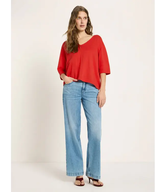 LANIUS •• Katoen gebreide top  | Lava Red