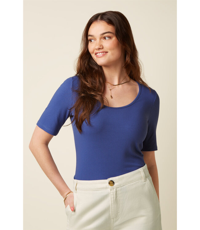 KING LOUIE •• Carice Top Uni Rib | Amparo Blue
