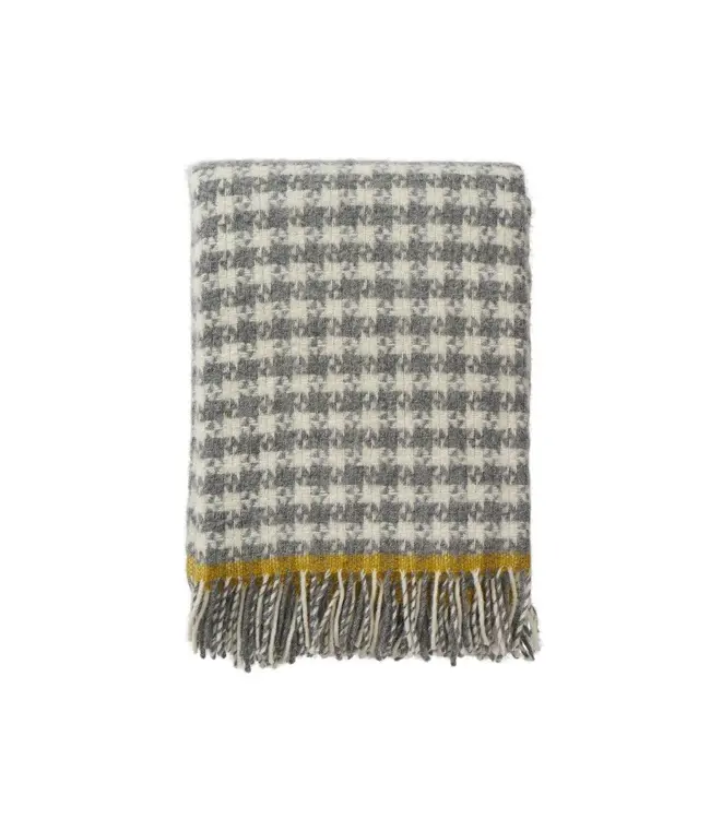 KLIPPAN PLAIDS •• Klippan wollen plaid Dogtooth | grey/yellow