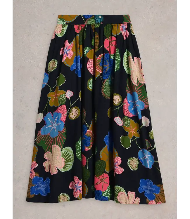 WHITE STUFF •• Abigail Midi Skirt | Navy Print