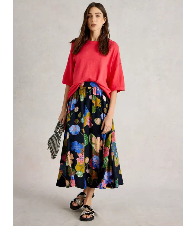 WHITE STUFF •• Abigail Midi Skirt | Navy Print