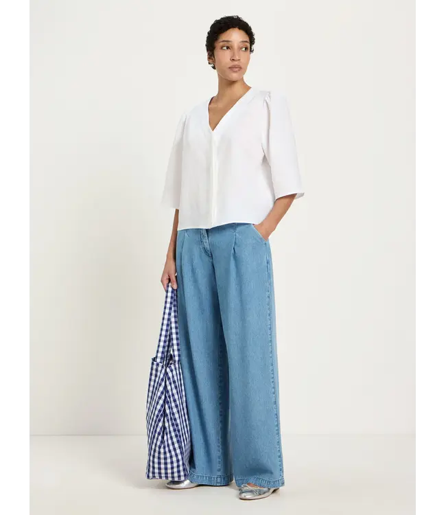 LANIUS •• 3/4 Sleeve Blouse GOTS | White