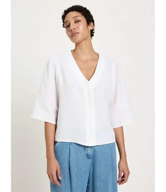 LANIUS •• Linnen Blouse 3/4 mouw | white