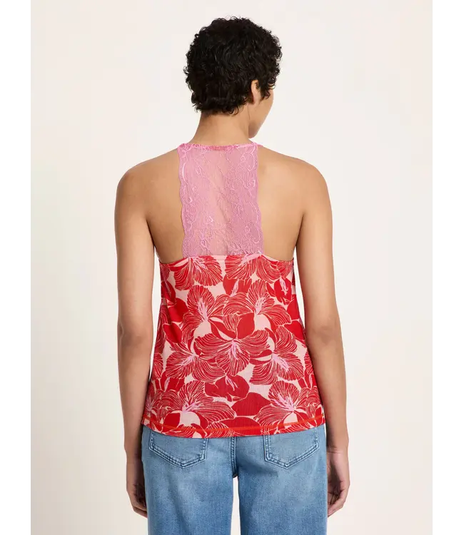 LANIUS •• Kanten top Tencel | Print bloom red