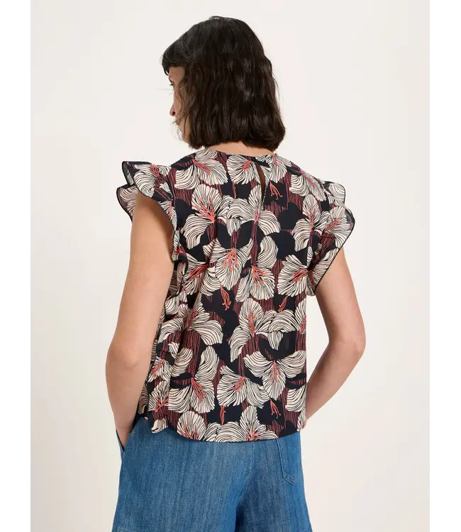 LANIUS •• Blouse met Volat GOTS | Print Bloom Onyx