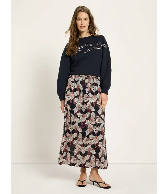 LANIUS •• Midi Rok GOTS | Print Bloom Onyx