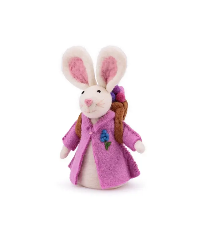 SJAAL MET VERHAAL  •• Decoratie Haas met mand | Roze