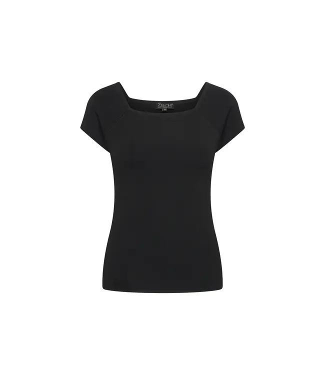 ZILCH •• Bamboe viscose top met vierkante hals | Black