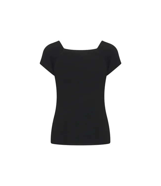 ZILCH •• Bamboe viscose top met vierkante hals | Black
