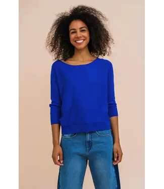 ZILCH •• Top van bamboe viscose met vleermuismouwen | Dazzling Blue