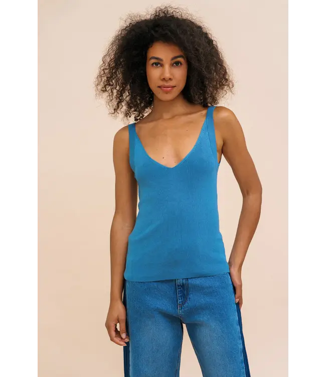 ZILCH •• Gebreid singlet van bamboe viscose | Jeans