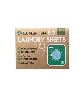 Eco Green Living •• Laundry Sheets | Wasstrips 60 stuks | Parfumvrij