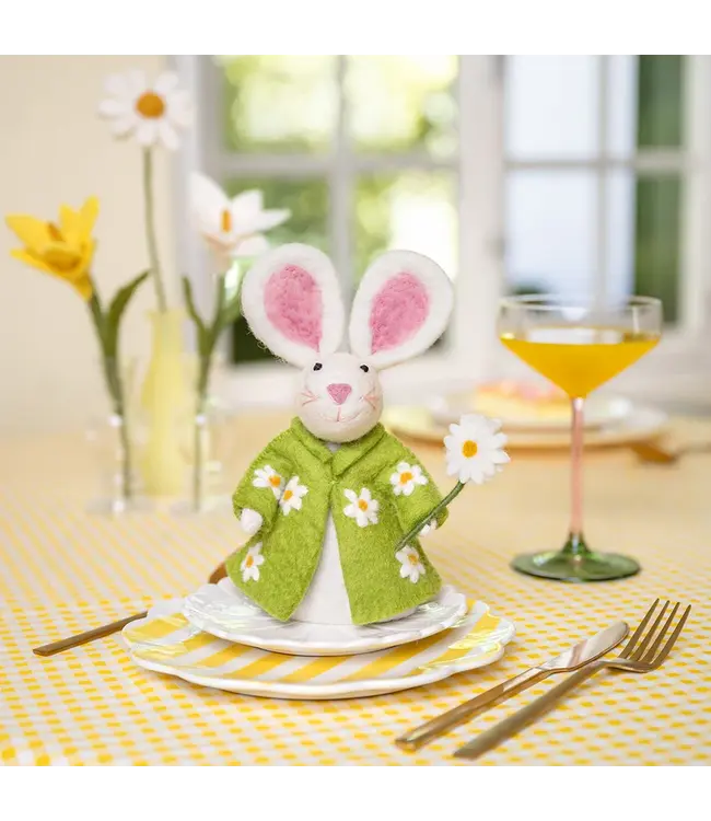 SJAAL MET VERHAAL  •• Decoratie Haas Groen met Margrietjes