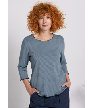 Heidekönigin •• Shirt met 3/4 mouw RINGEL | steinblau