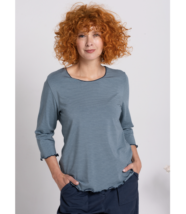 Heidekönigin •• Shirt met 3/4 mouw RINGEL | steinblau