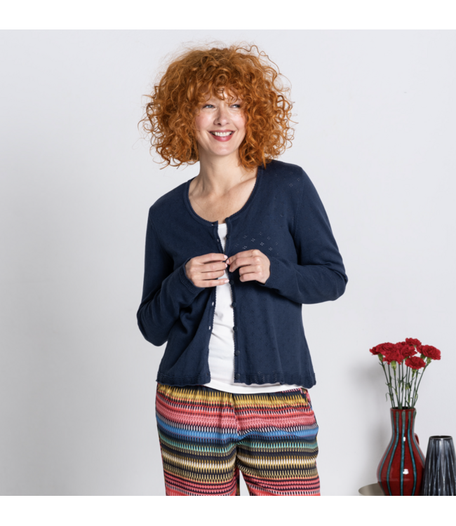 Heidekönigin •• bio-Katoenen ajour vest HOLA | indigo