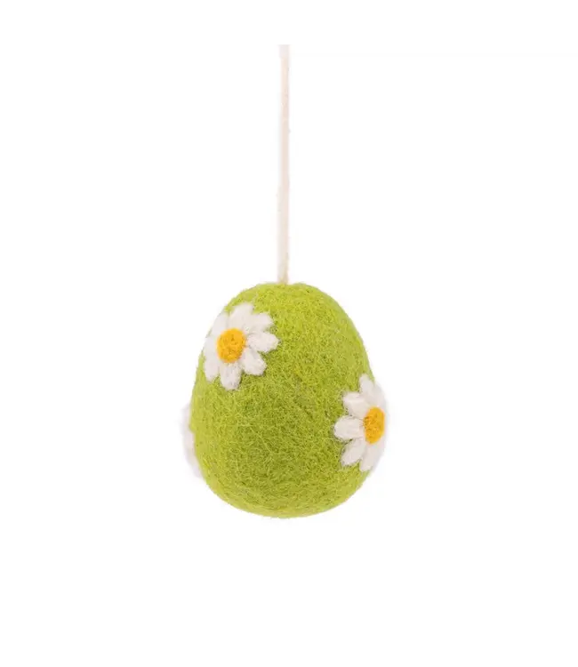 SJAAL MET VERHAAL  ••Hanger Ei Margrietjes Lichtgroen