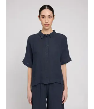 MAZINE •• Short sleeve linen shirt | Ink Blue