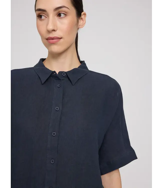 MAZINE •• Short sleeve linen shirt | Ink Blue