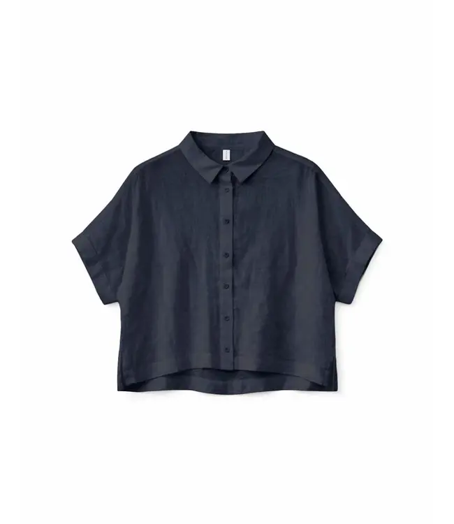 MAZINE •• Short sleeve linen shirt | Ink Blue