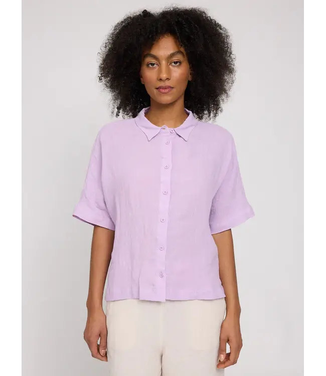 MAZINE •• Short sleeve linen shirt | Bright Lavender