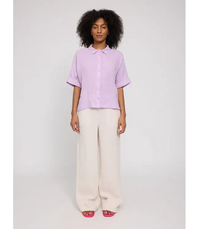 MAZINE •• Short sleeve linen shirt | Bright Lavender
