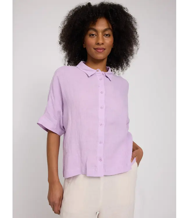MAZINE •• Short sleeve linen shirt | Bright Lavender