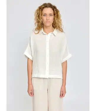 MAZINE •• Short sleeve linen shirt | Bright White