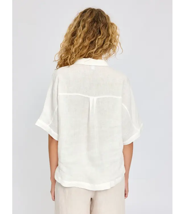 MAZINE •• Short sleeve linen shirt | Bright White