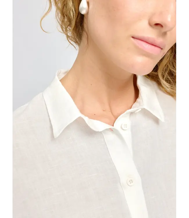 MAZINE •• Short sleeve linen shirt | Bright White