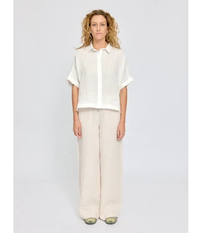 MAZINE •• Short sleeve linen shirt | Bright White