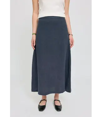 MAZINE •• Linen Midi Skirt | Ink Blue