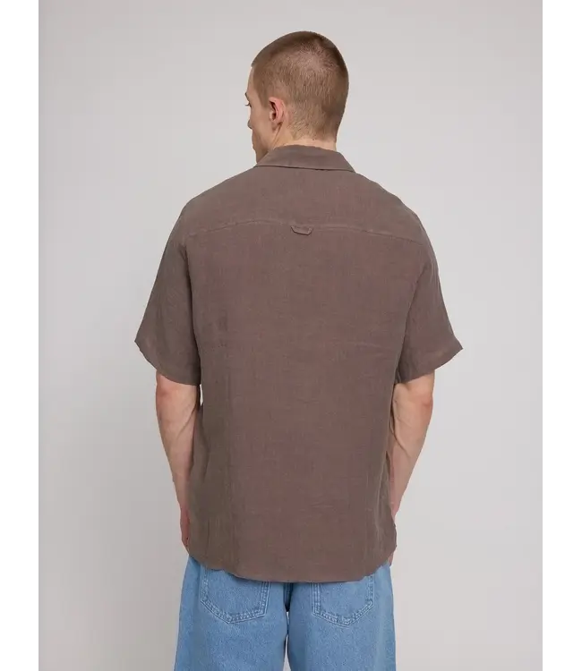 MAZINE •• Shortsleeve linen shirt | Grey Brown