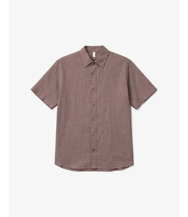MAZINE •• Shortsleeve linen shirt | Grey Brown