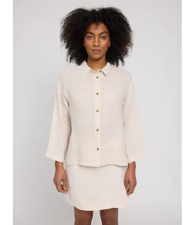 MAZINE •• 3/4 Sleeve Linen Shirt | Moon