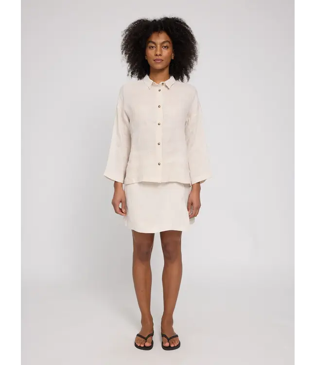 MAZINE •• 3/4 Sleeve Linen Shirt | Moon