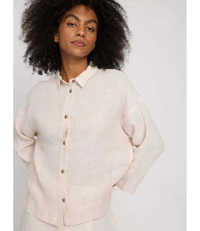 MAZINE •• 3/4 Sleeve Linen Shirt | Moon