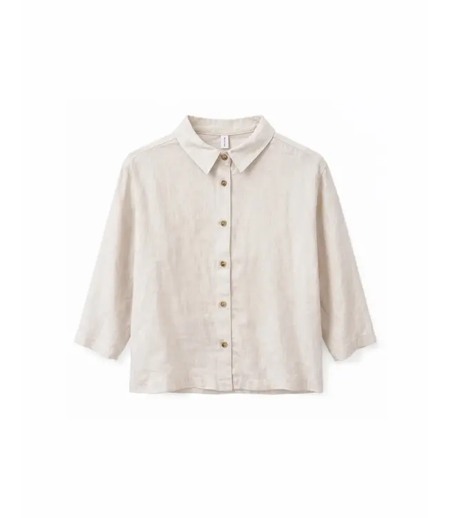 MAZINE •• 3/4 Sleeve Linen Shirt | Moon