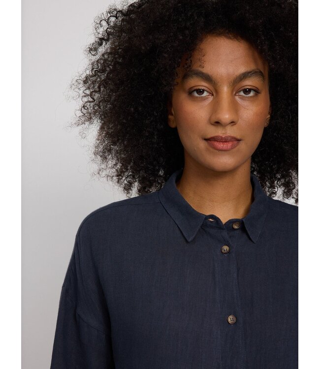 MAZINE •• 3/4 Sleeve Linen Shirt | Ink Blue