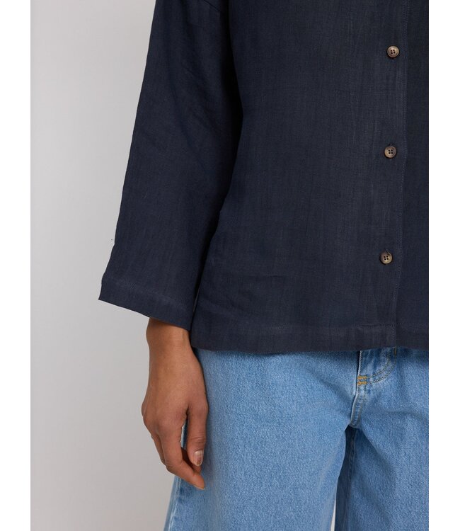 MAZINE •• 3/4 Sleeve Linen Shirt | Ink Blue