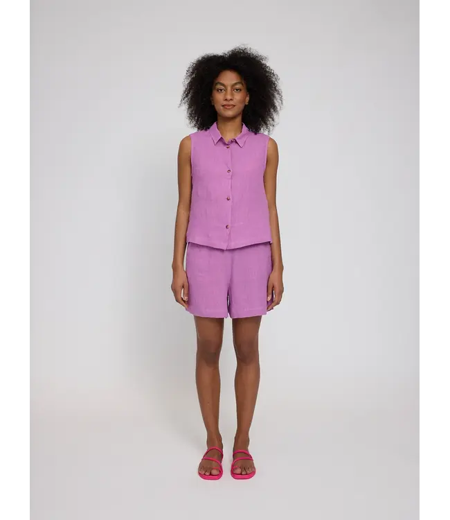 MAZINE •• Sleeveless Linen Shirt | Violet Pink