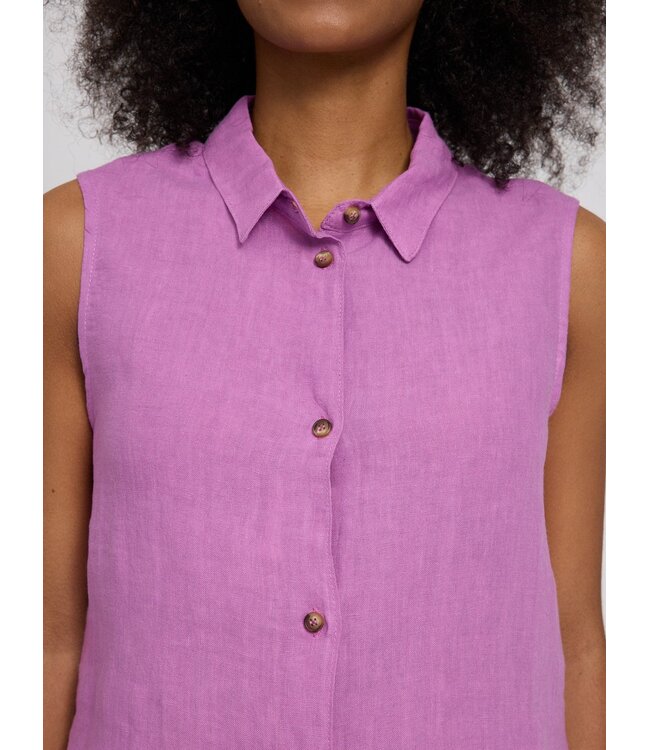 MAZINE •• Sleeveless Linen Shirt | Violet Pink