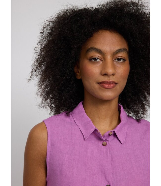 MAZINE •• Sleeveless Linen Shirt | Violet Pink