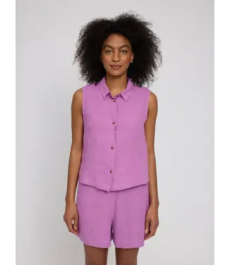 MAZINE •• Sleeveless Linen Shirt | Violet Pink