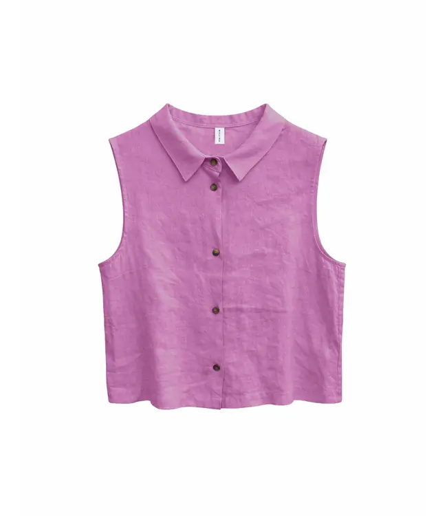 MAZINE •• Sleeveless Linen Shirt | Violet Pink